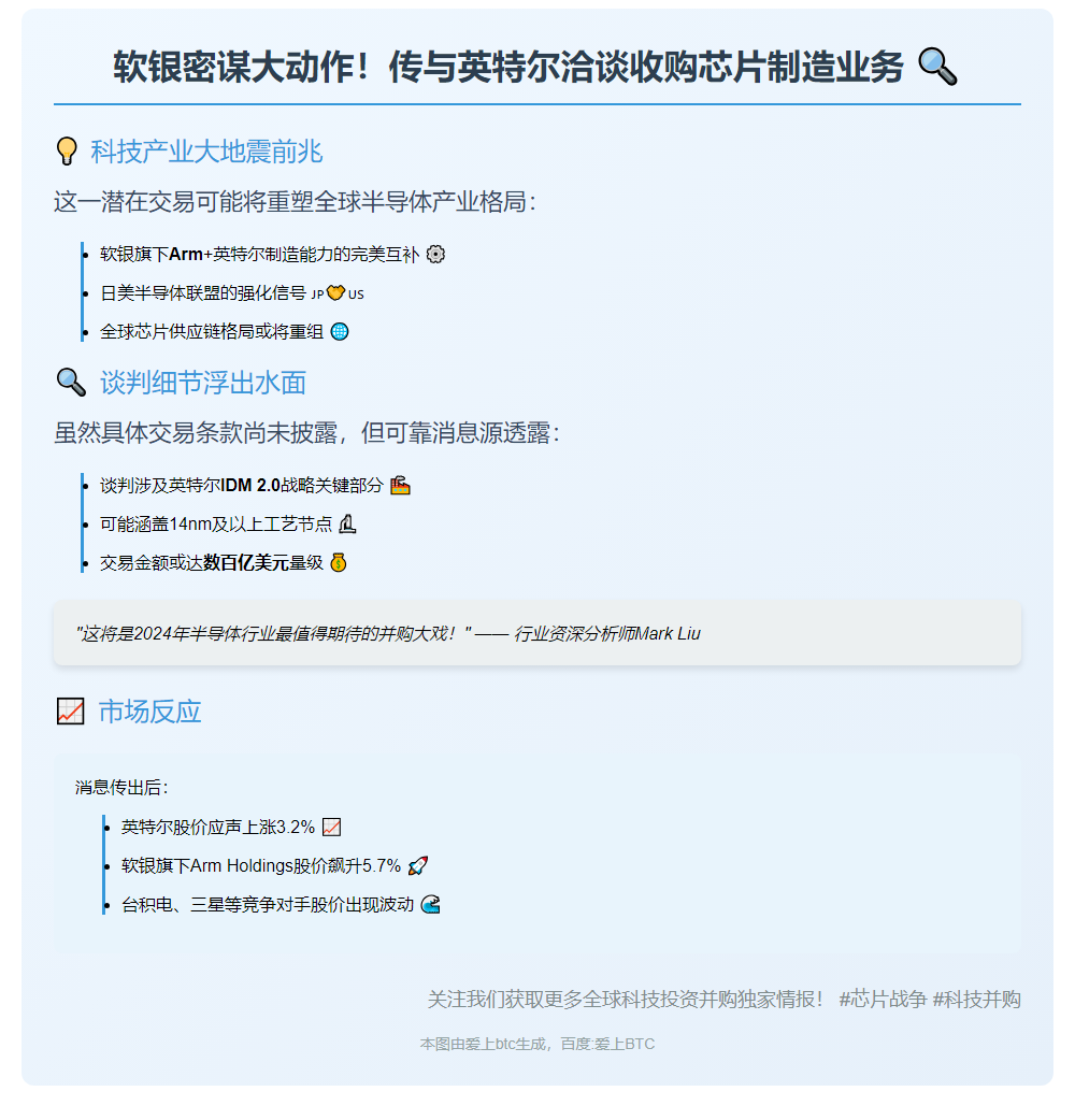 软银与英特尔洽谈收购芯片业务