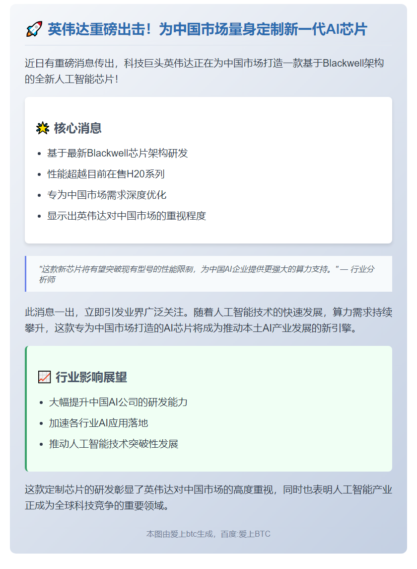 英伟达研发中国特供AI芯片