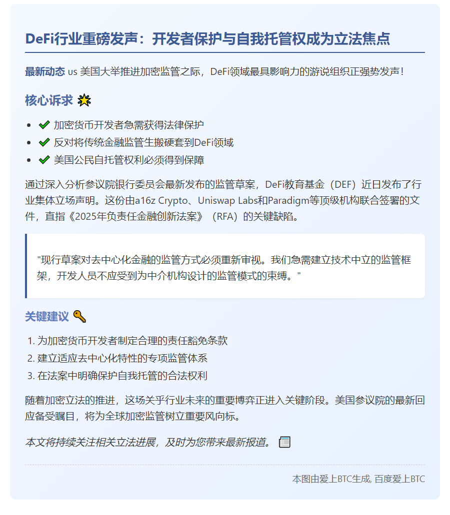 参议院法案拟加强DeFi开发者保护