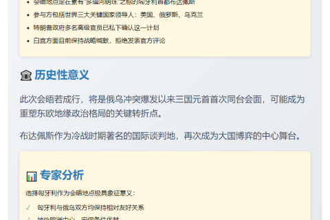 美俄乌三方会晤拟在布达佩斯举行