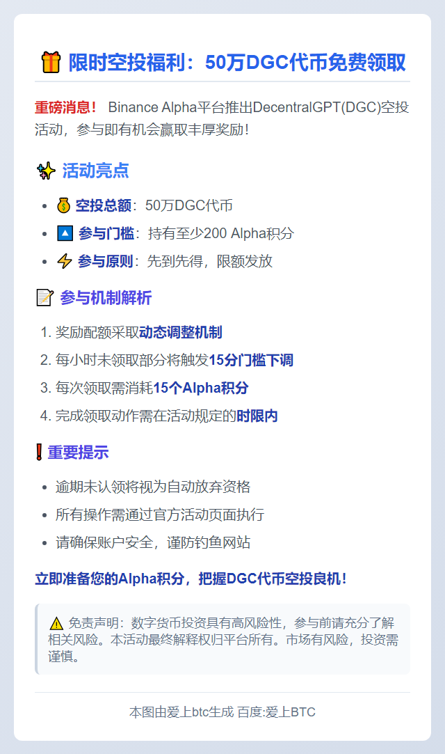 200分用户可领50万DGC空投