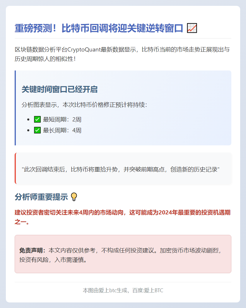 比特币或回调2-4周后创新高