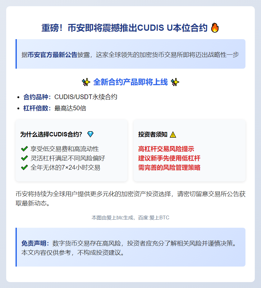 币安上线CUDIS U本位合约