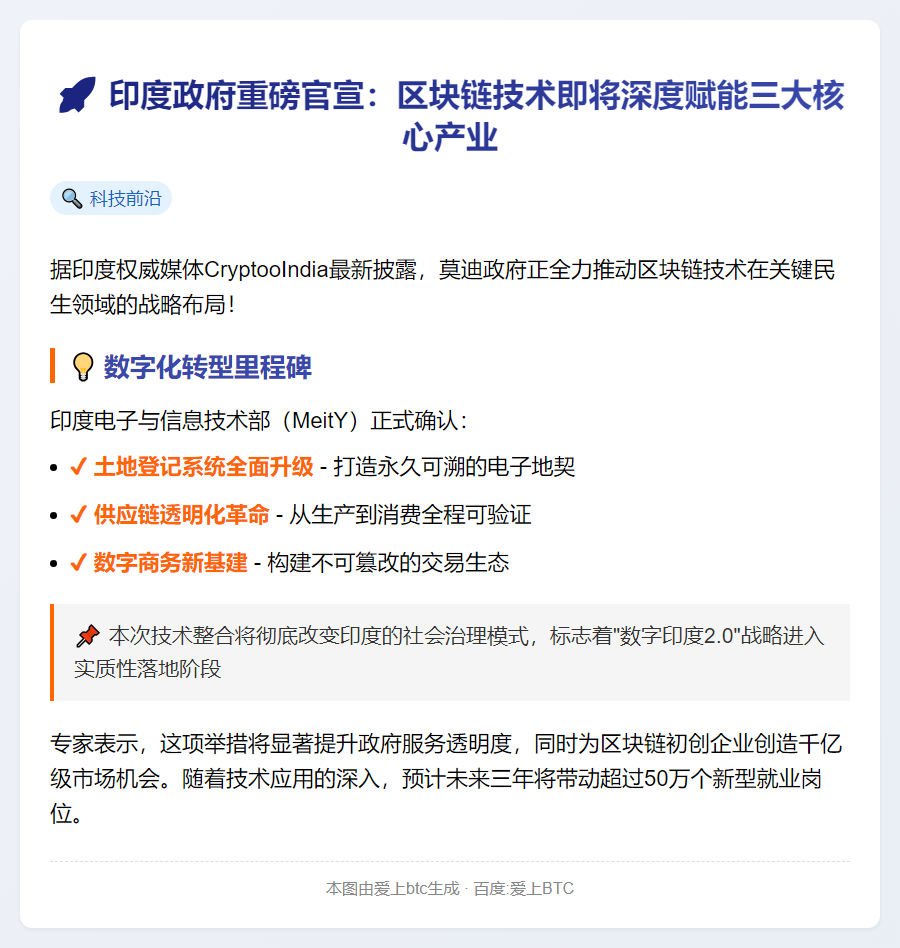 印度整合区块链于土地、供应链及电商