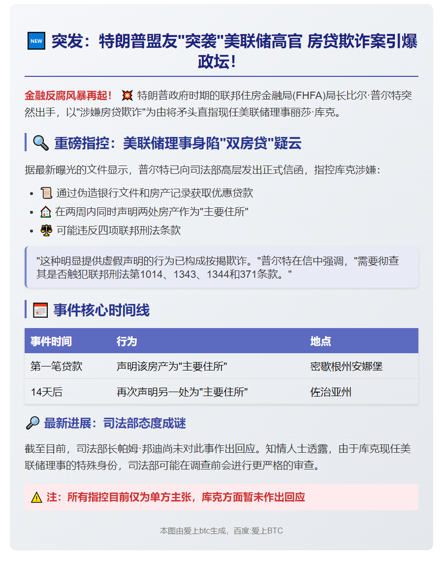 特朗普盟友促查美联储理事库克房贷交易涉刑