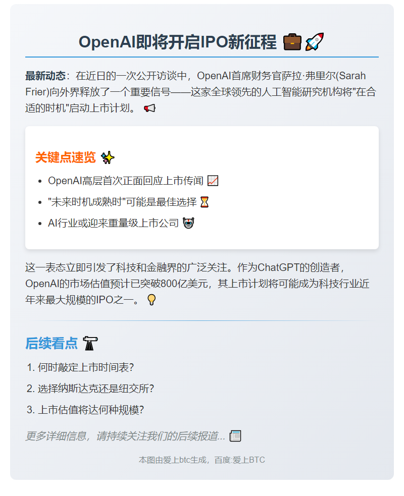 OpenAI CFO：未来或上市