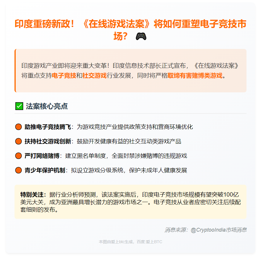 2025印度《在线游戏法案》推动电竞发展