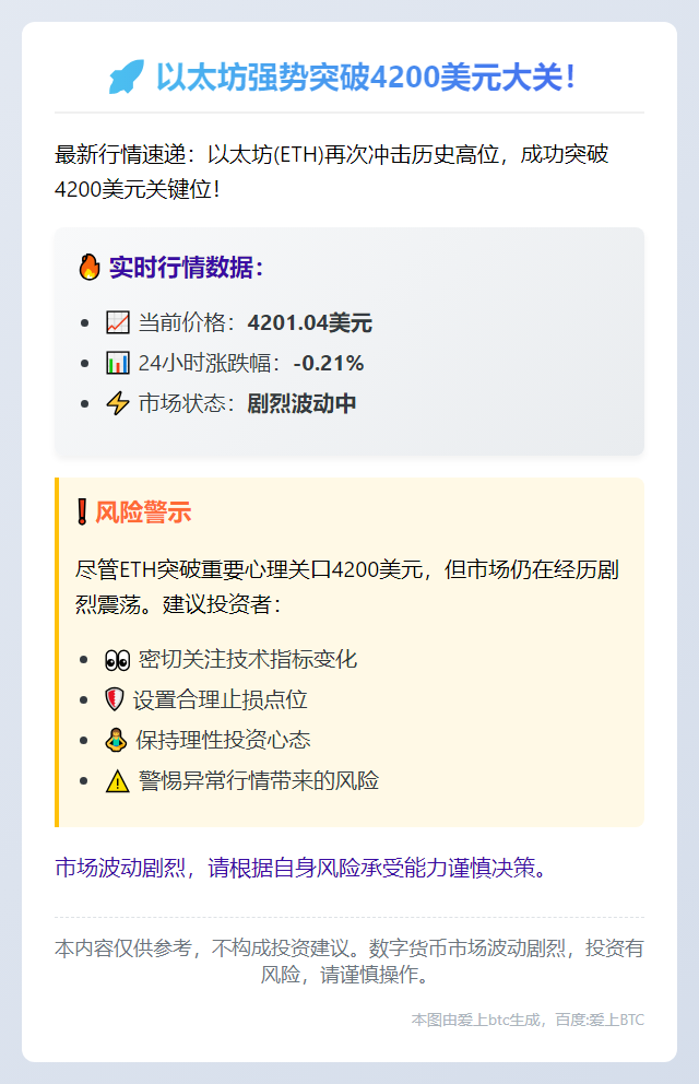 ETH破4200美元