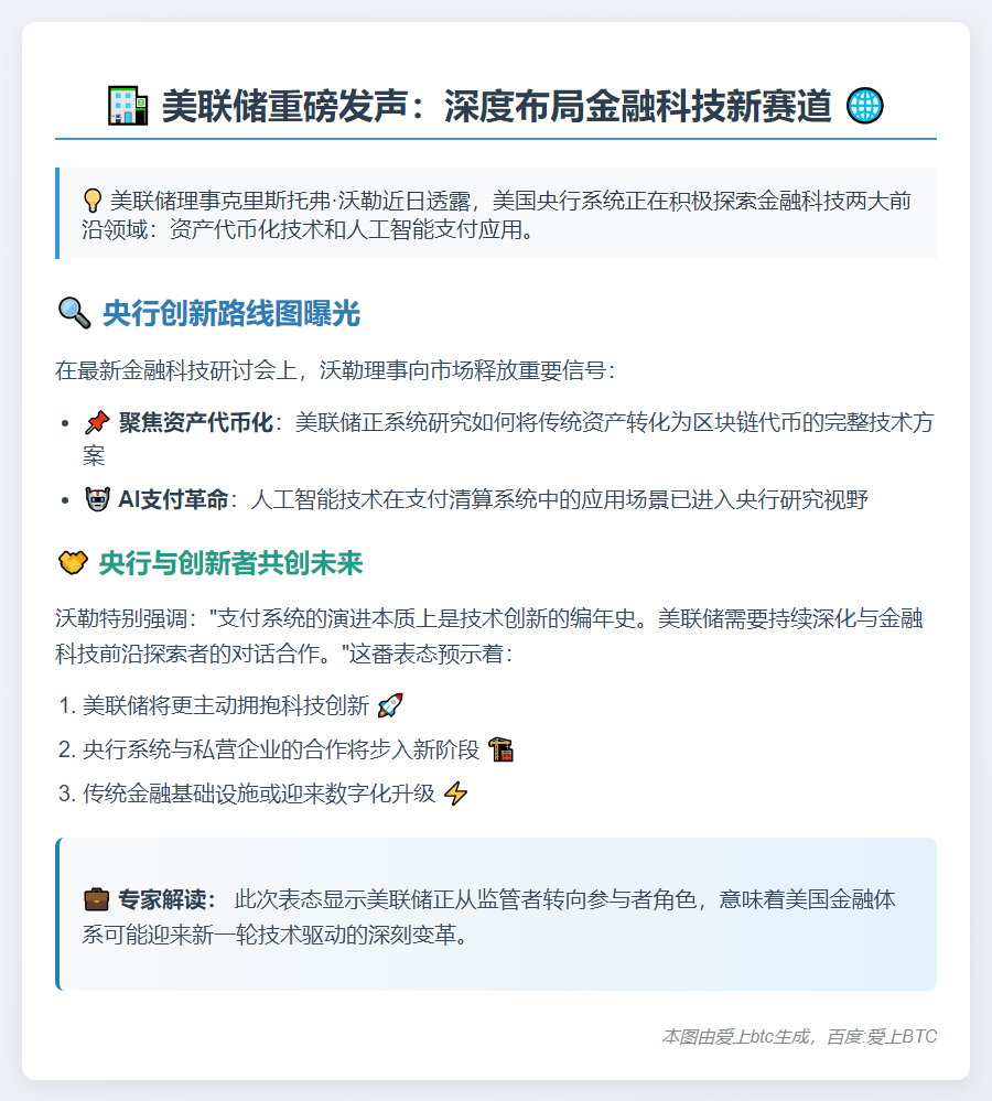 美联储研究代币化与AI支付应用