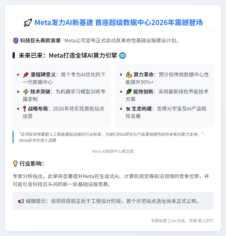 Meta打造AI数据中心2026投用