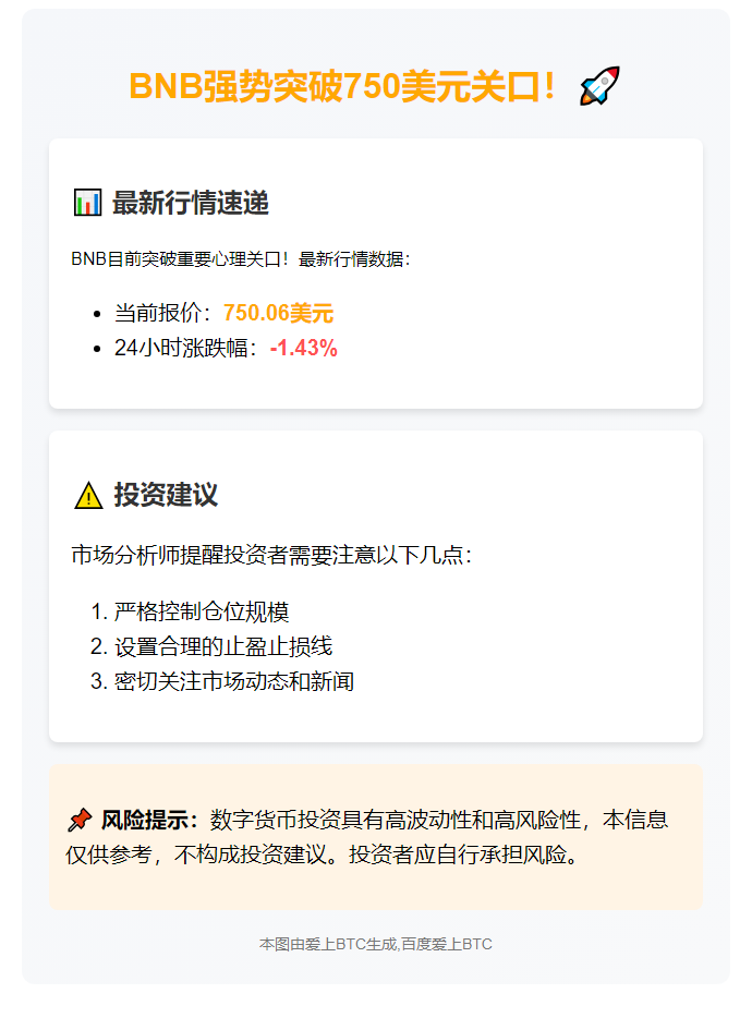 BNB突破750美元