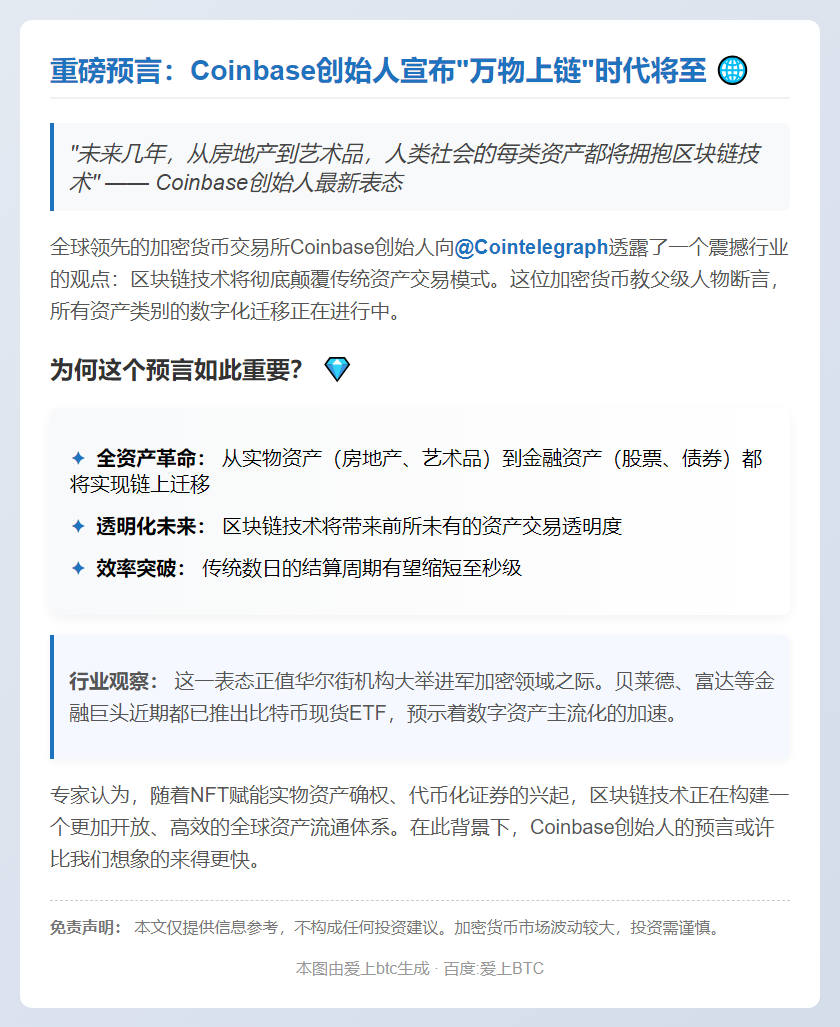 Coinbase创始人：资产全上链