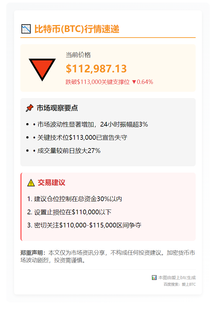 BTC跌破11.3万美元