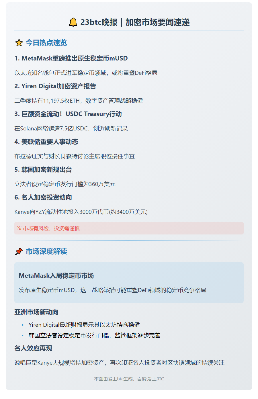 23btc晚报 | 8月21日重要动态速览