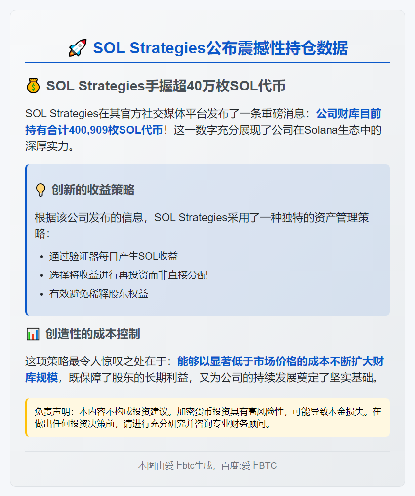 SOL Strategies宣布财库持超40万枚SOL