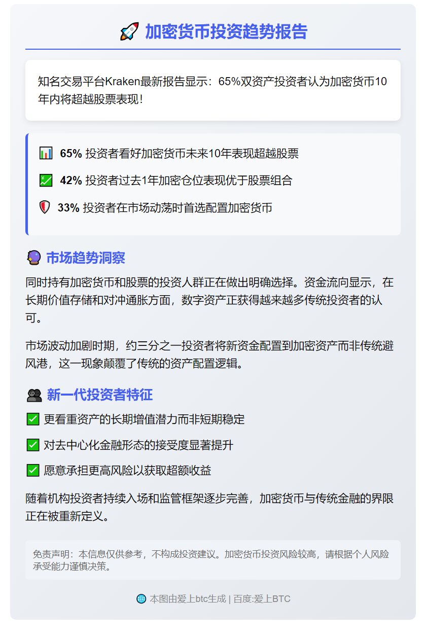 65%看好加密货币10年内超越股票