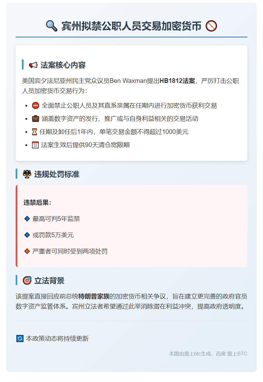 "宾州拟禁公职人员交易加密货币"