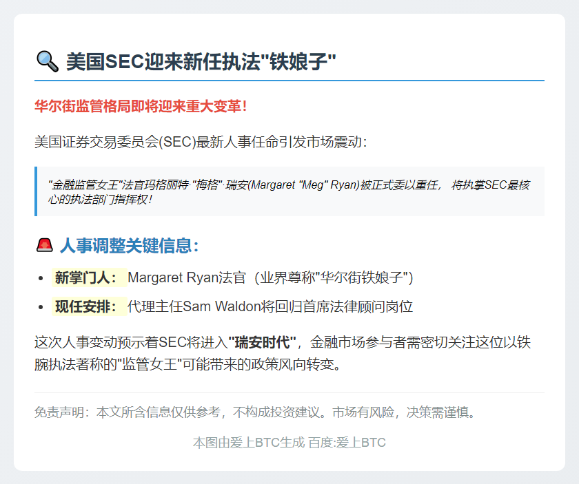 SEC任命Margaret Ryan为新执法主任
