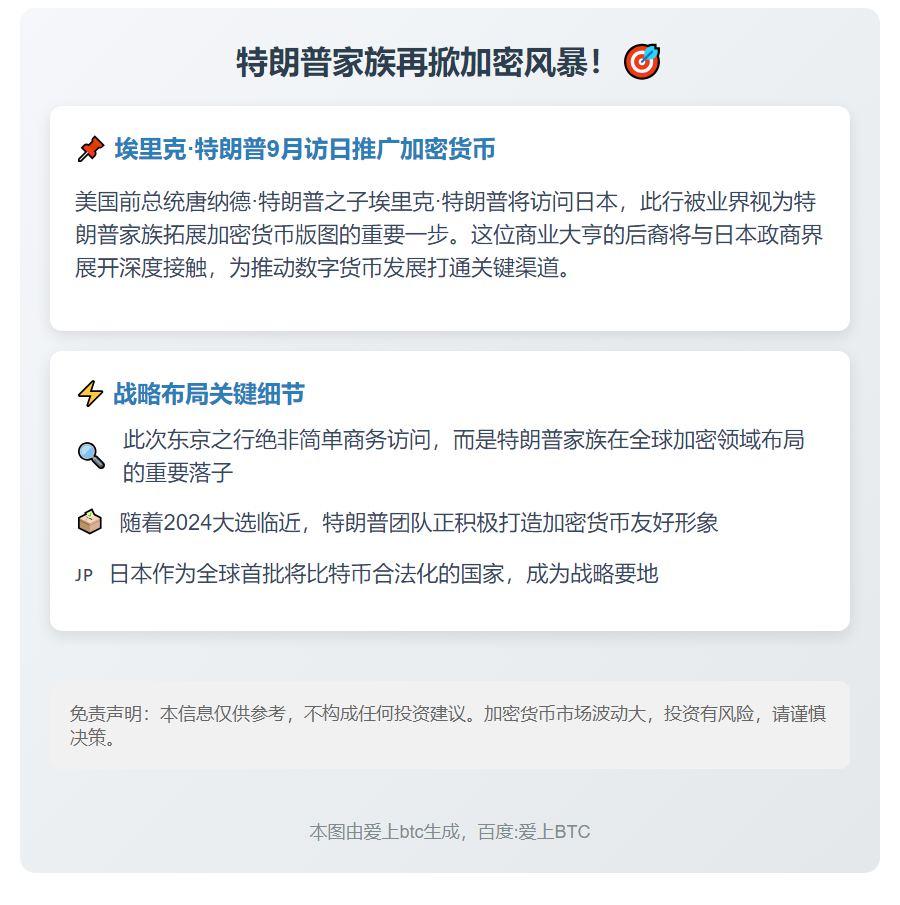 特朗普次子9月访日推广加密货币