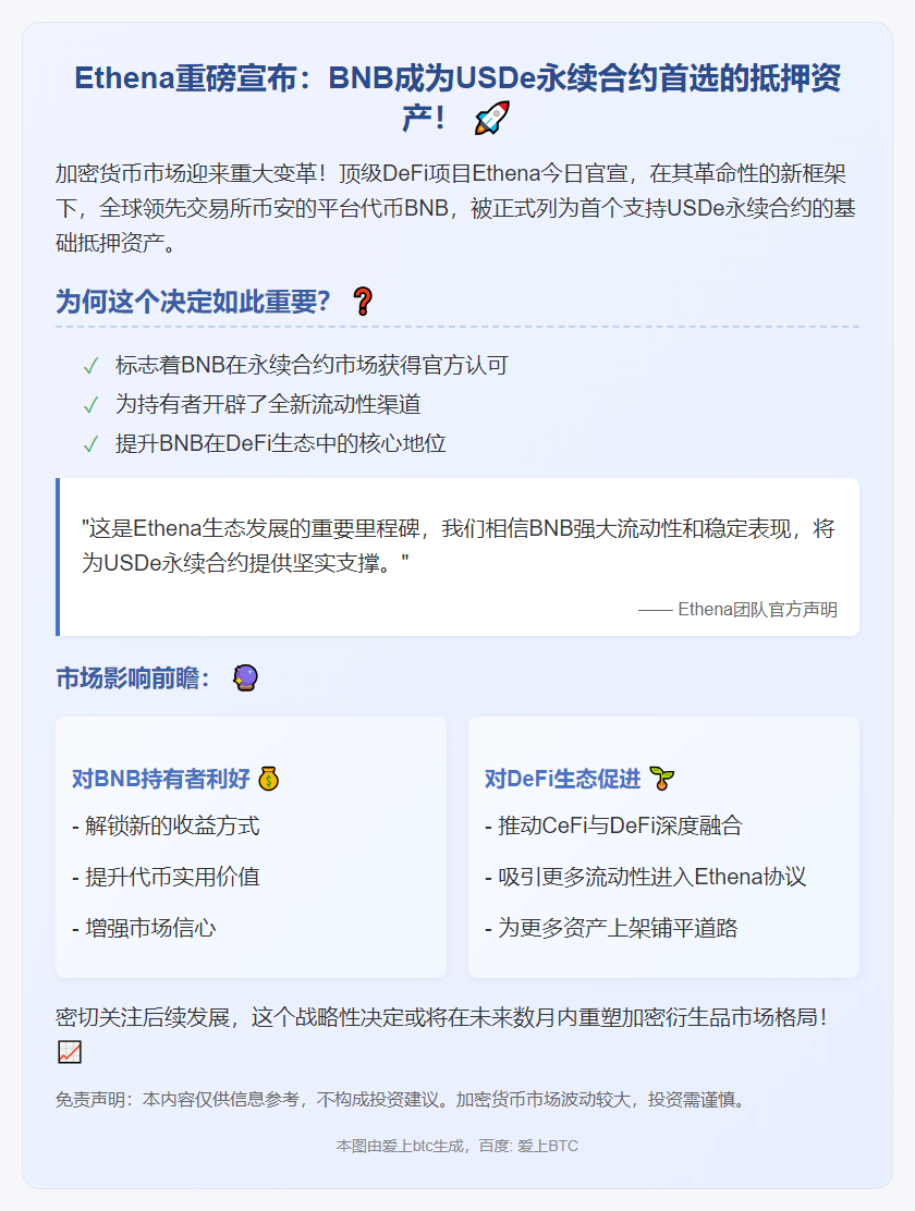 Ethena新框架首纳BNB支持USDe合约