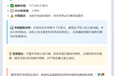 BTC破11.7万美元