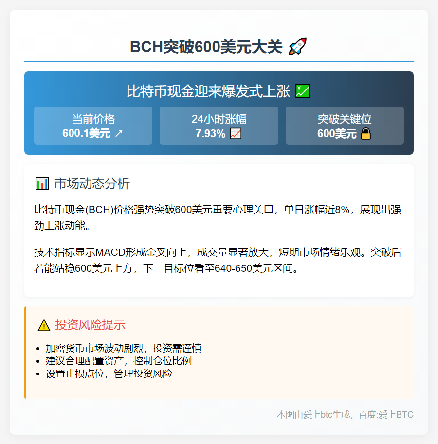 BCH突破600美元大关