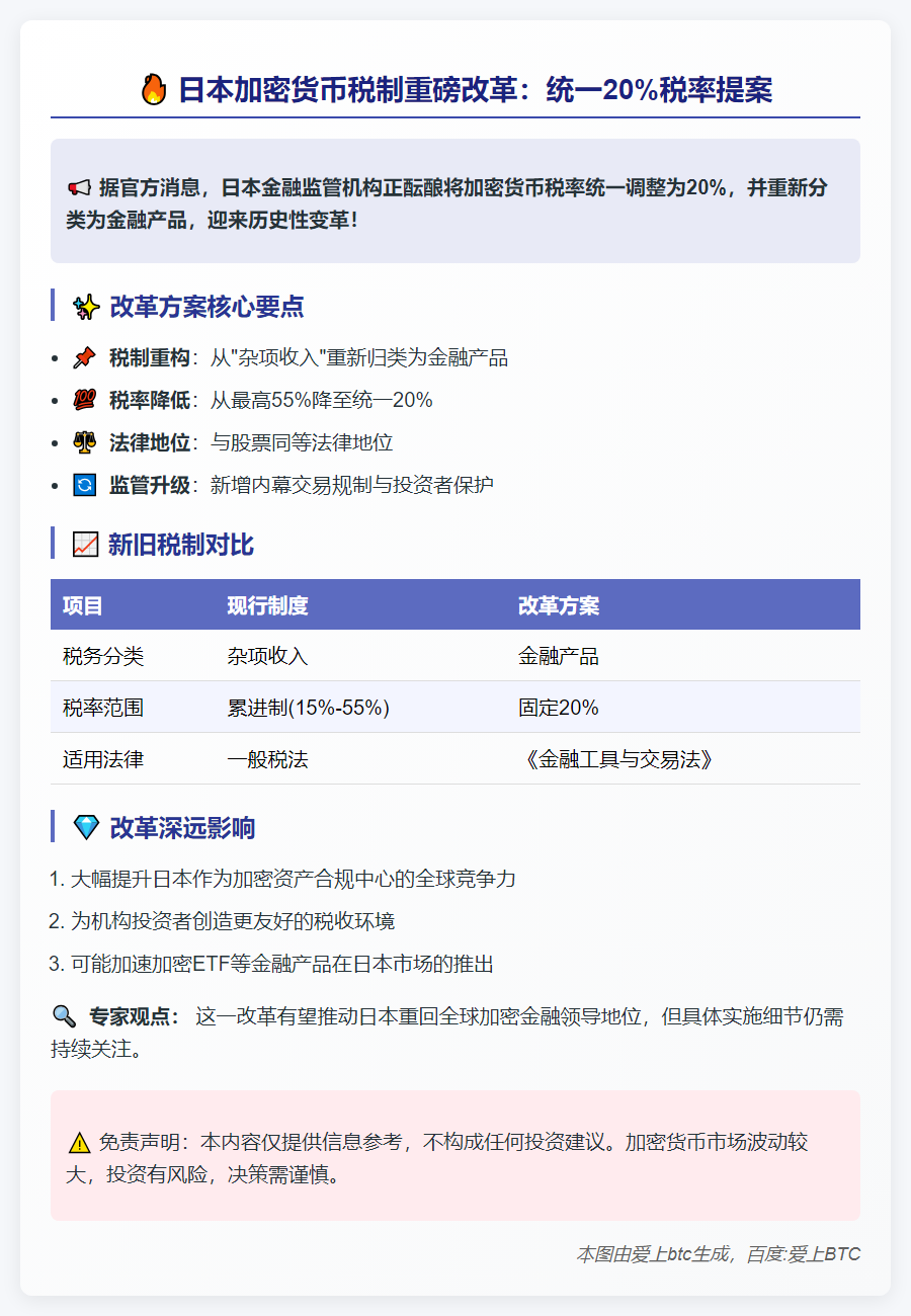 拟统一日本加密货币税率为20%