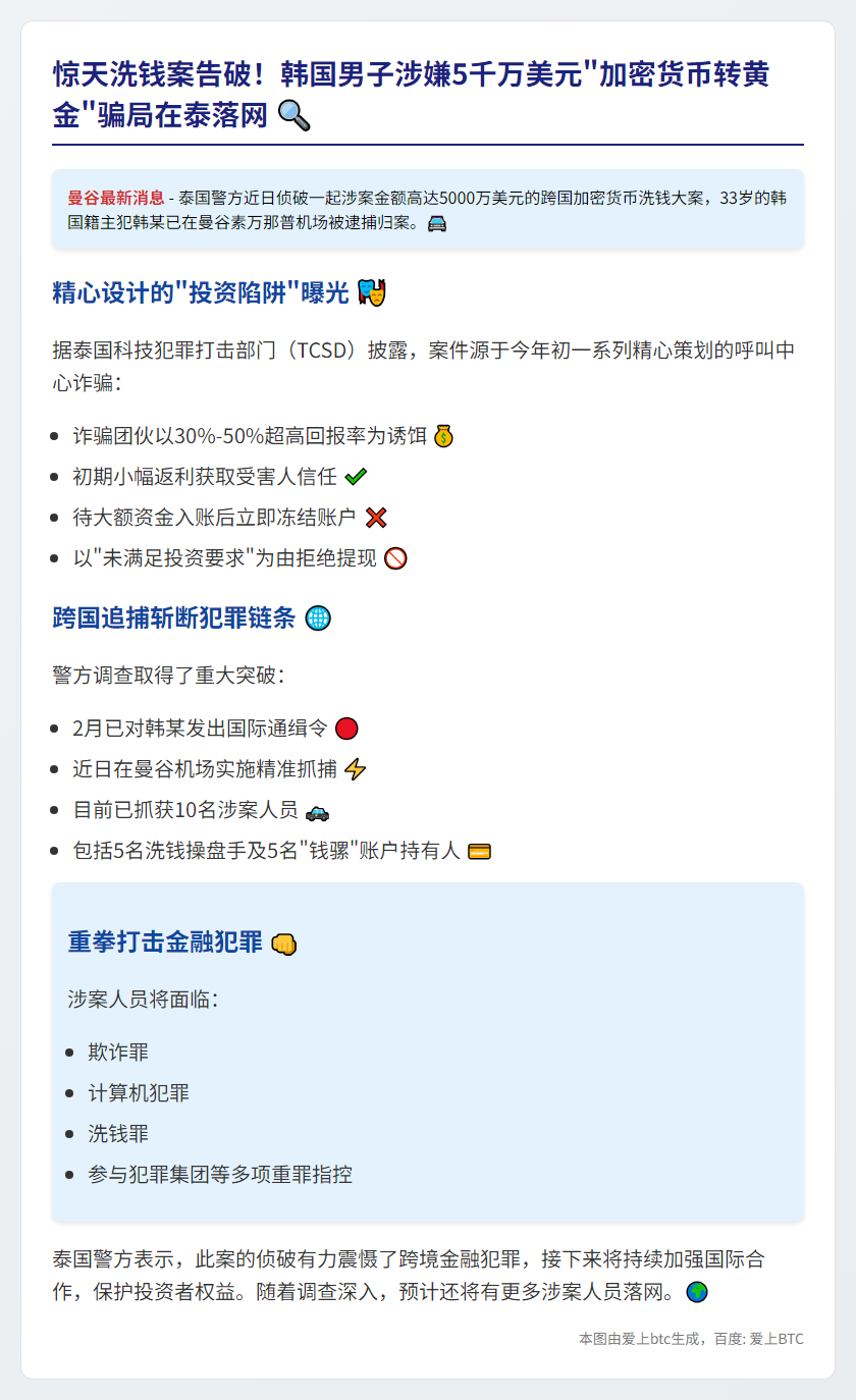韩国男子涉5千万美元加密洗钱案泰国落网