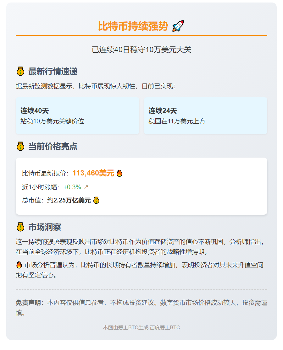 比特币稳居11万美元上方达24天