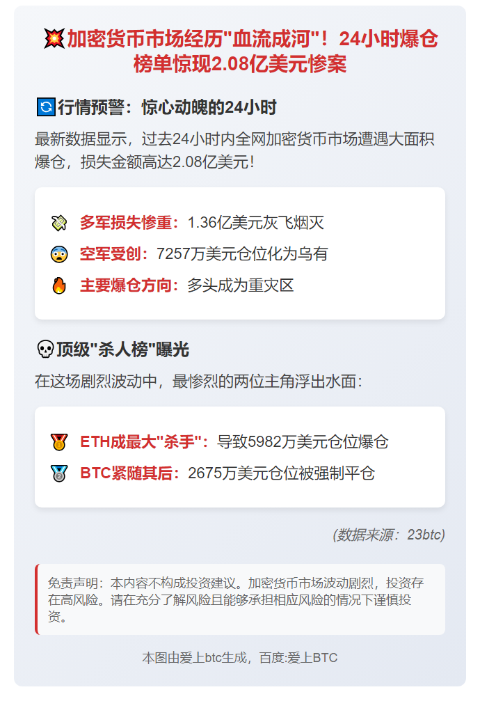 24小时爆仓2.08亿 主爆多单