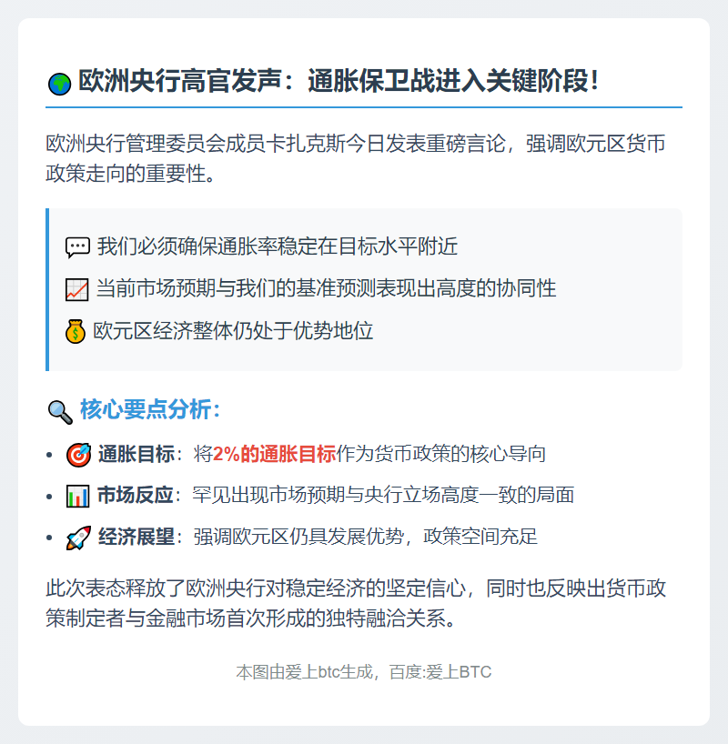 欧央行：确保通胀达目标，市场预期一致
