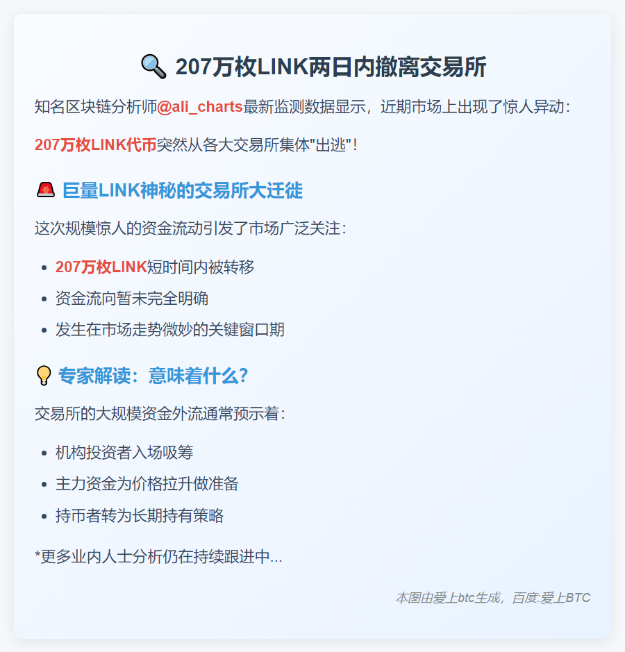 207万LINK两日内撤离交易所