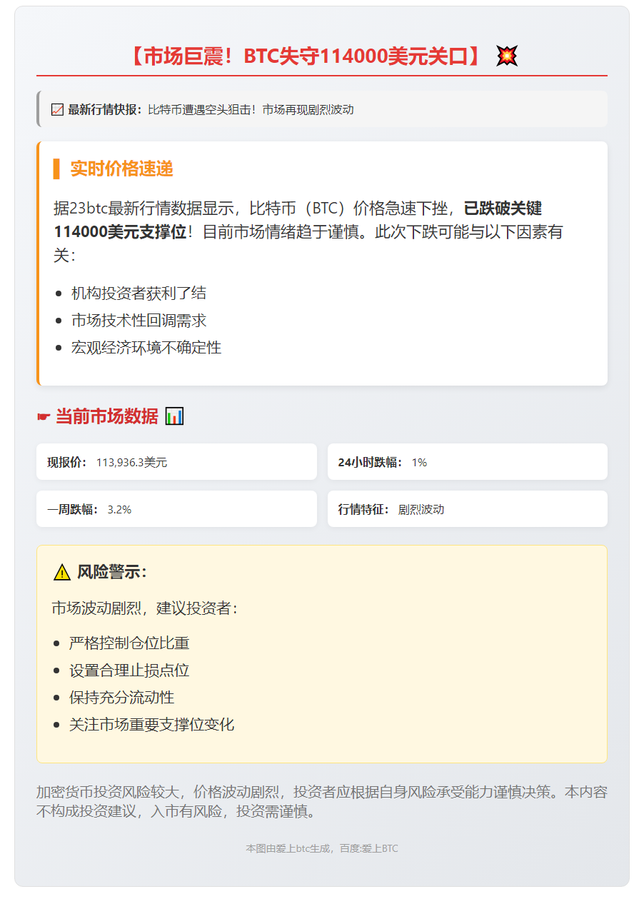 BTC失守114000美元