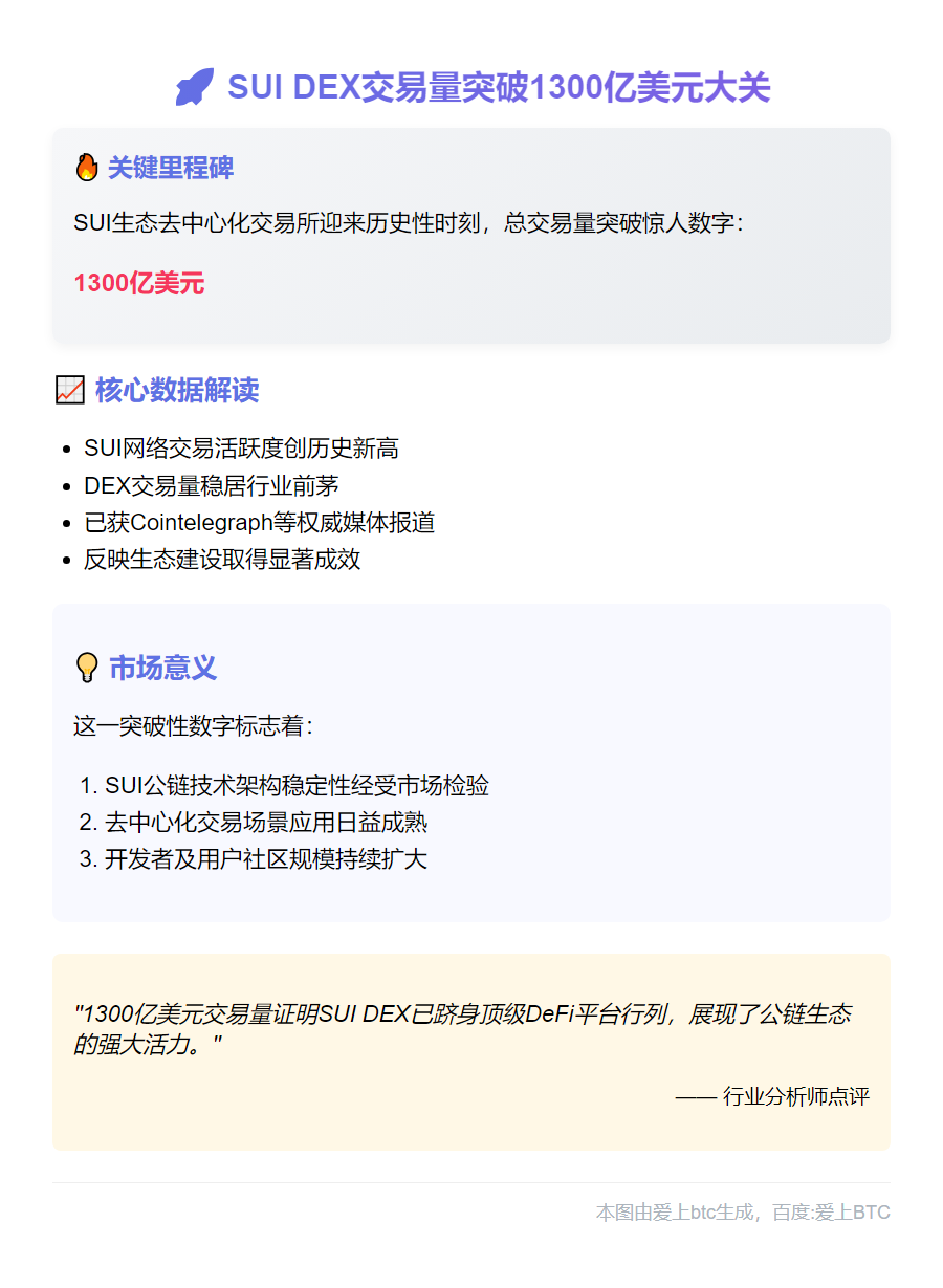 SUI DEX交易量超1300亿