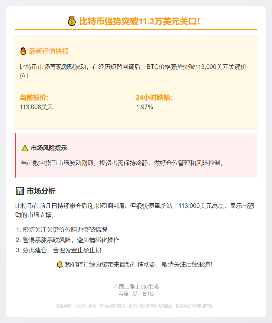 BTC破11.3万美元