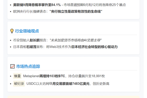 23btc午报 | 8月25日午间要闻