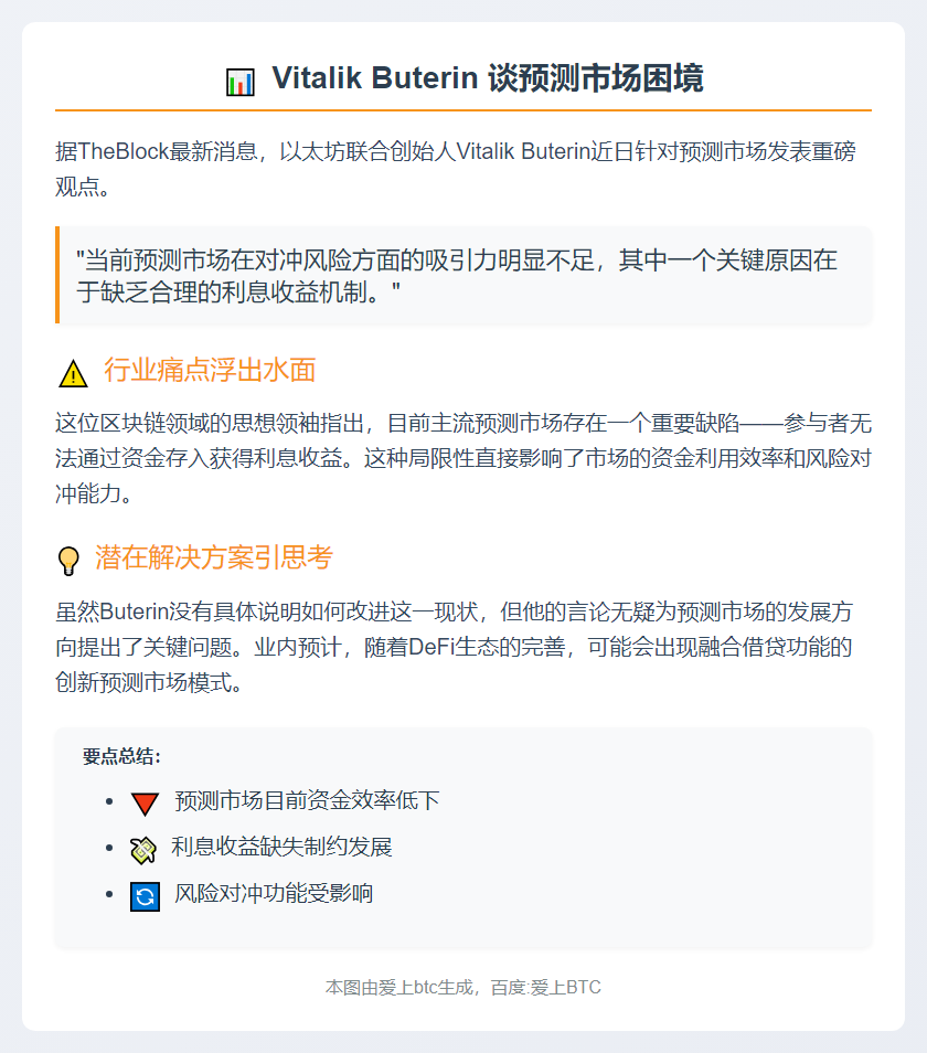 Buterin：预测市场因无收益对冲乏味