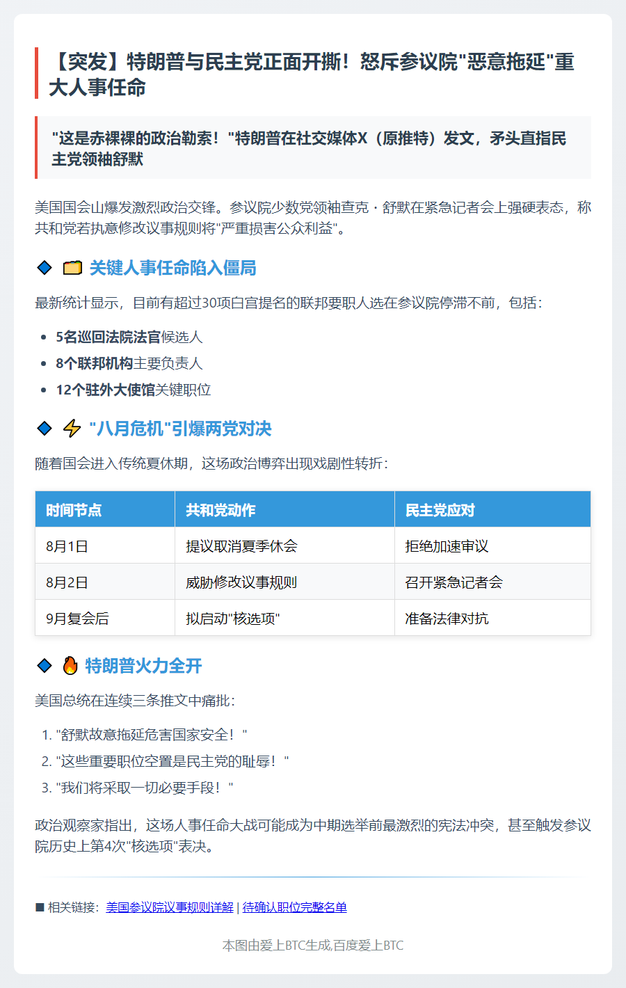 特朗普批民主党政治勒索