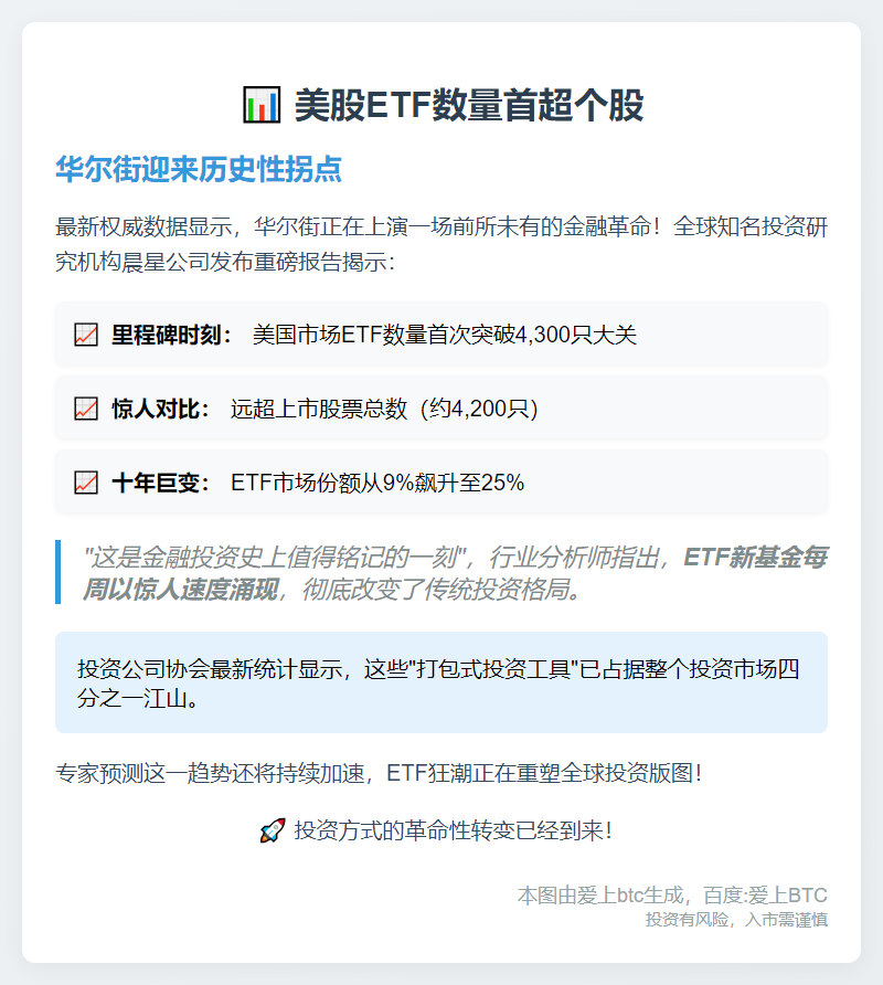 美股ETF数量首超个股