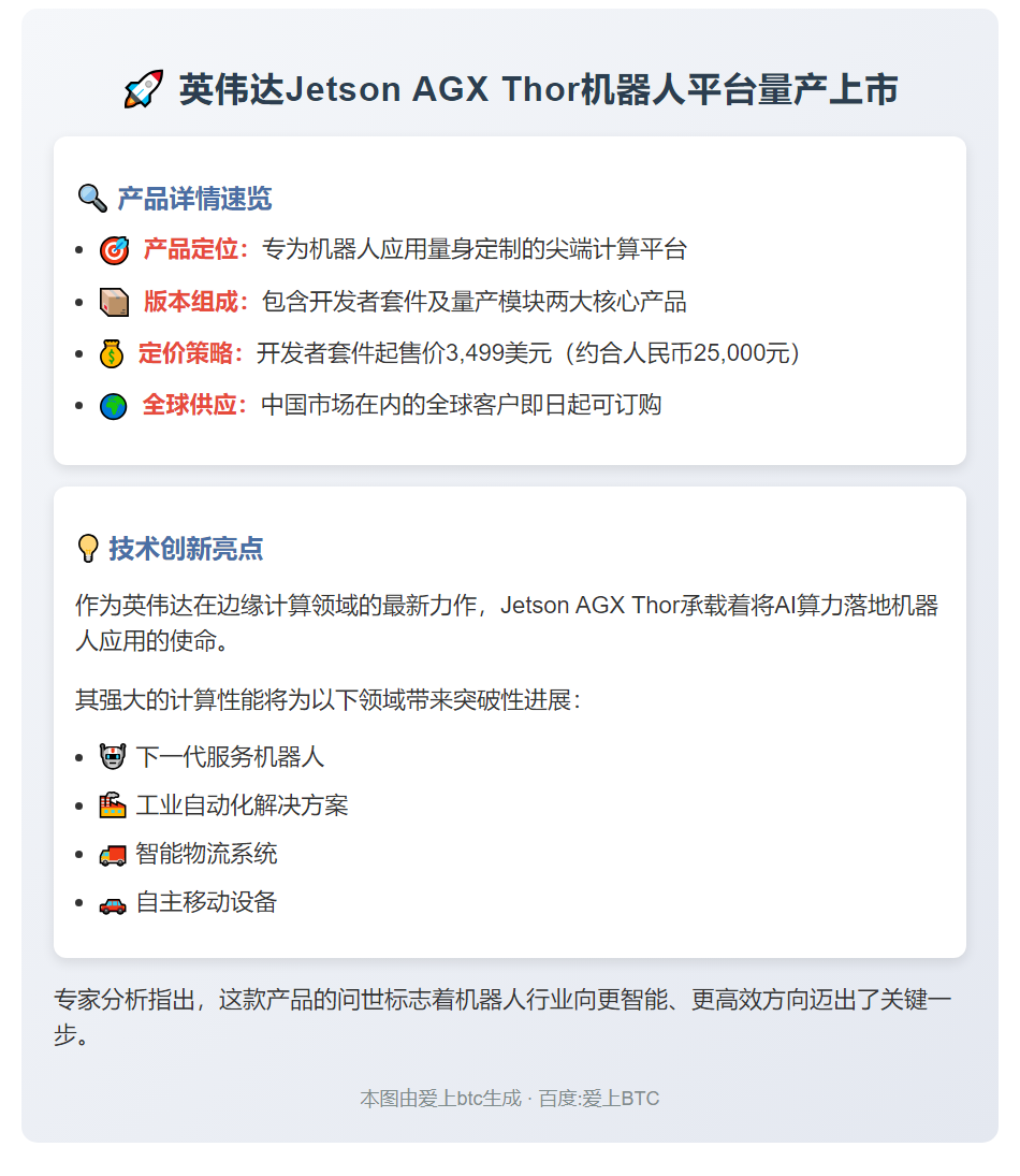 英伟达Jetson AGX Thor机器人平台量产上市