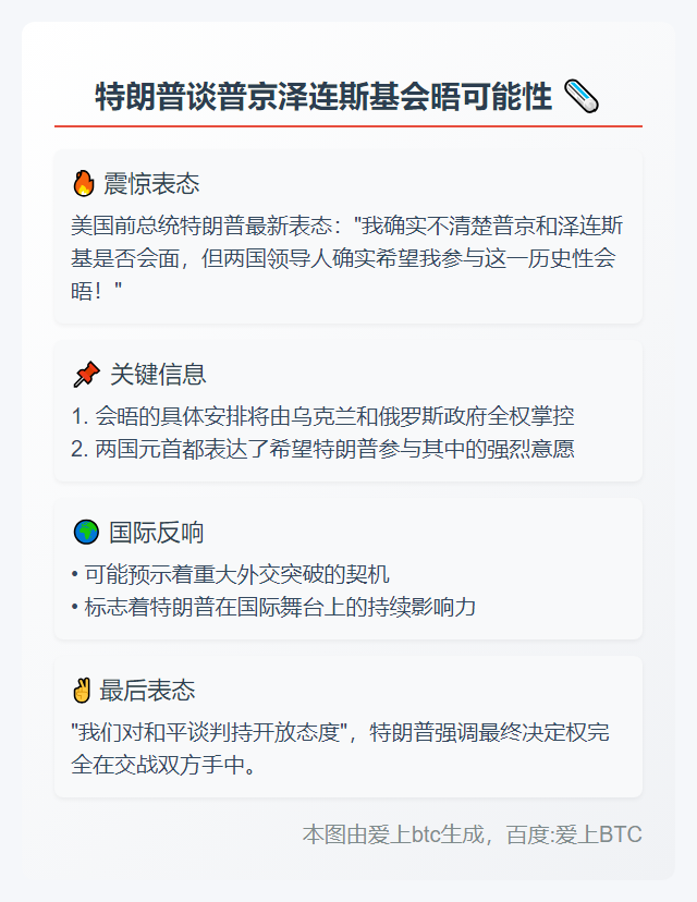 "特朗普谈普京泽连斯基会晤可能性"