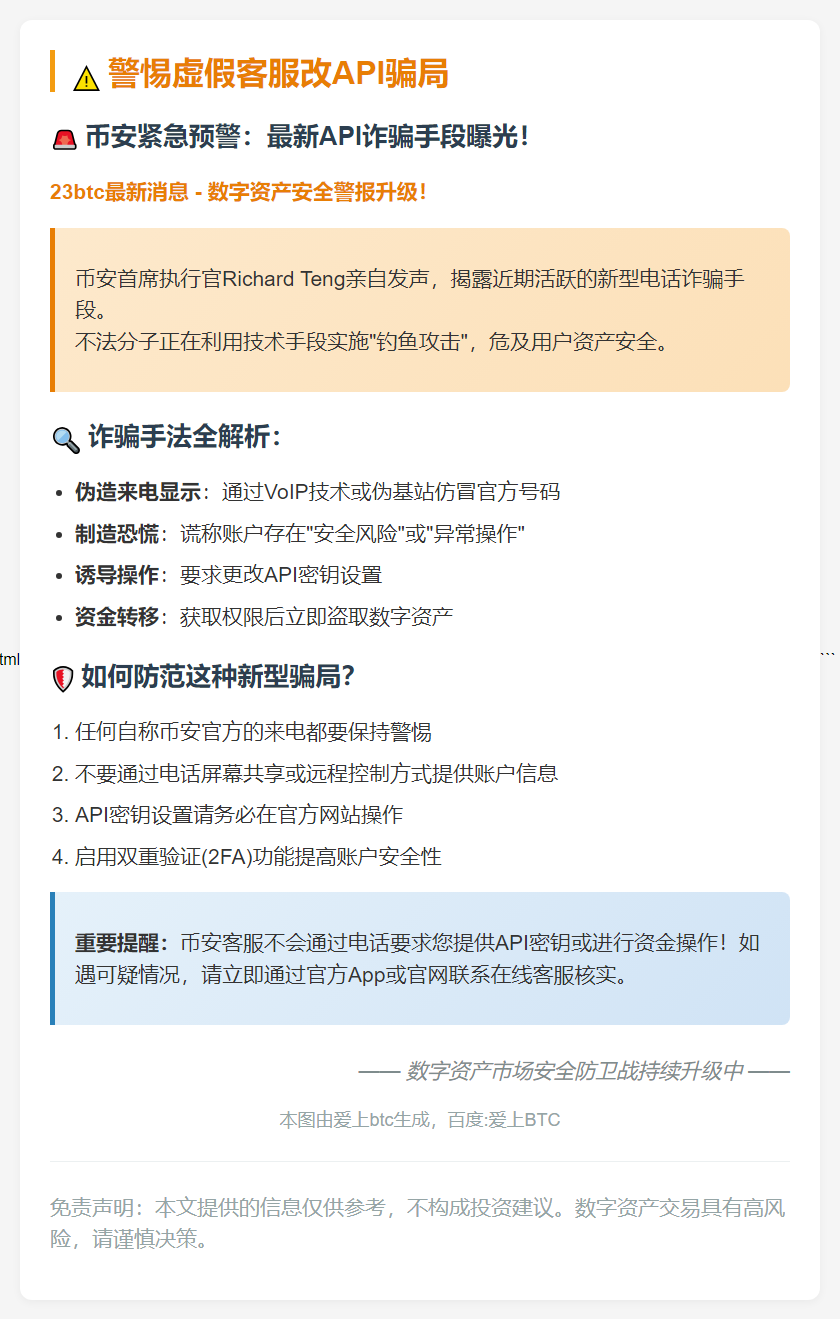 "警惕虚假客服改API骗局"