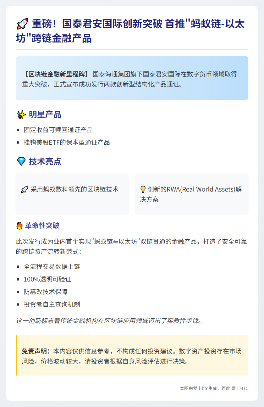 国泰君安首发跨链通证