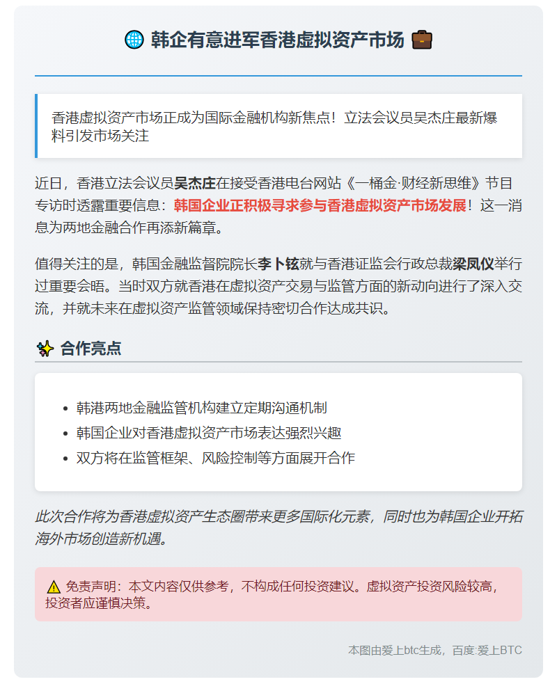 韩企有意进军香港虚拟资产市场
