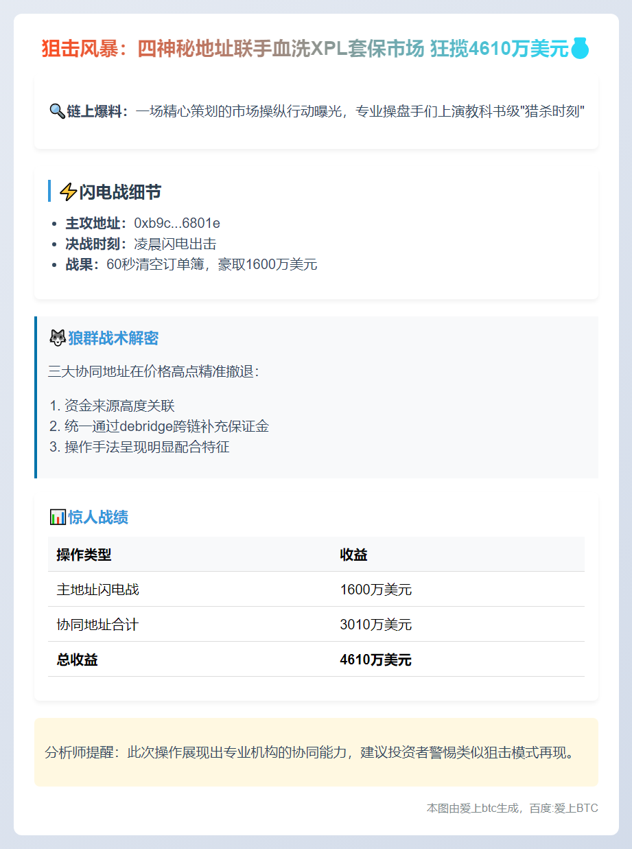 "四大地址联手狙击XPL套保，获利4610万美元"