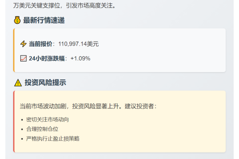 比特币跌破111000美元