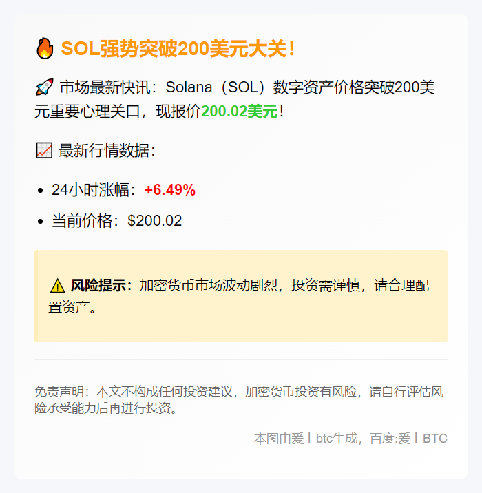 SOL破200美元