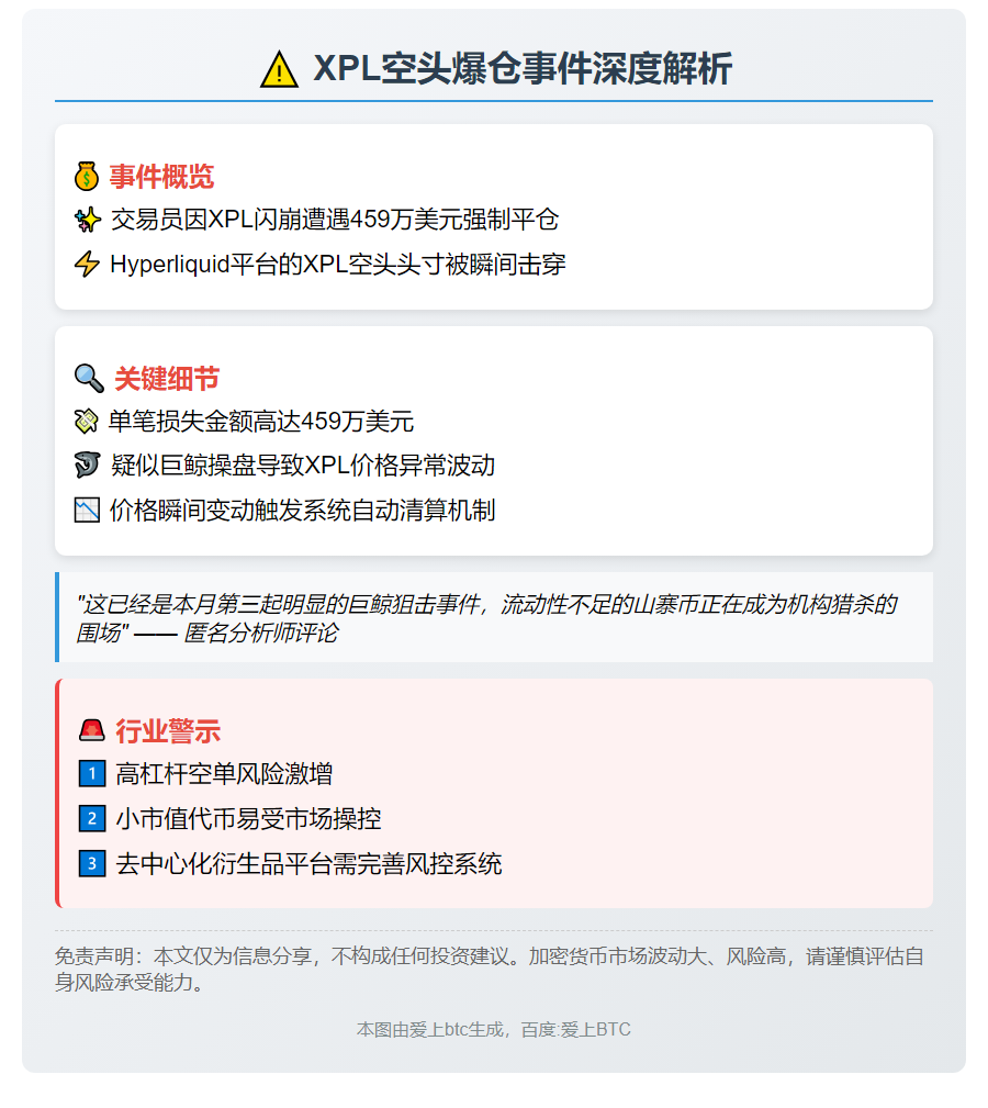 XPL空头爆仓 交易员亏损459万美元