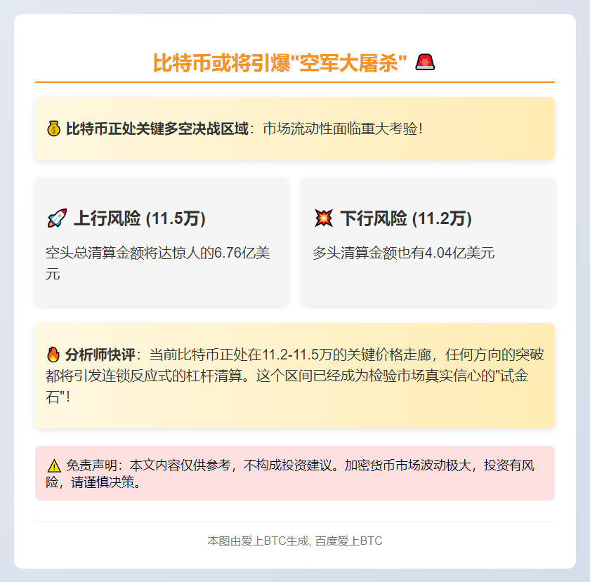 比特币若破11.5万刀 空单清算或达6.76亿