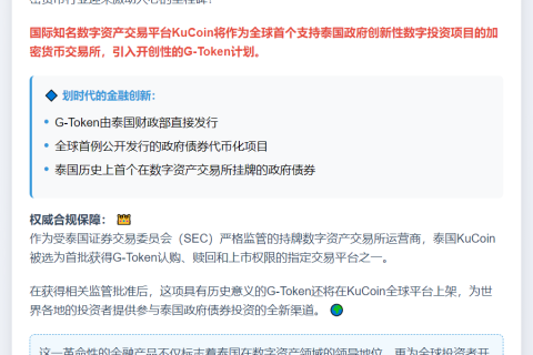 泰国G-Token即将登陆KuCoin